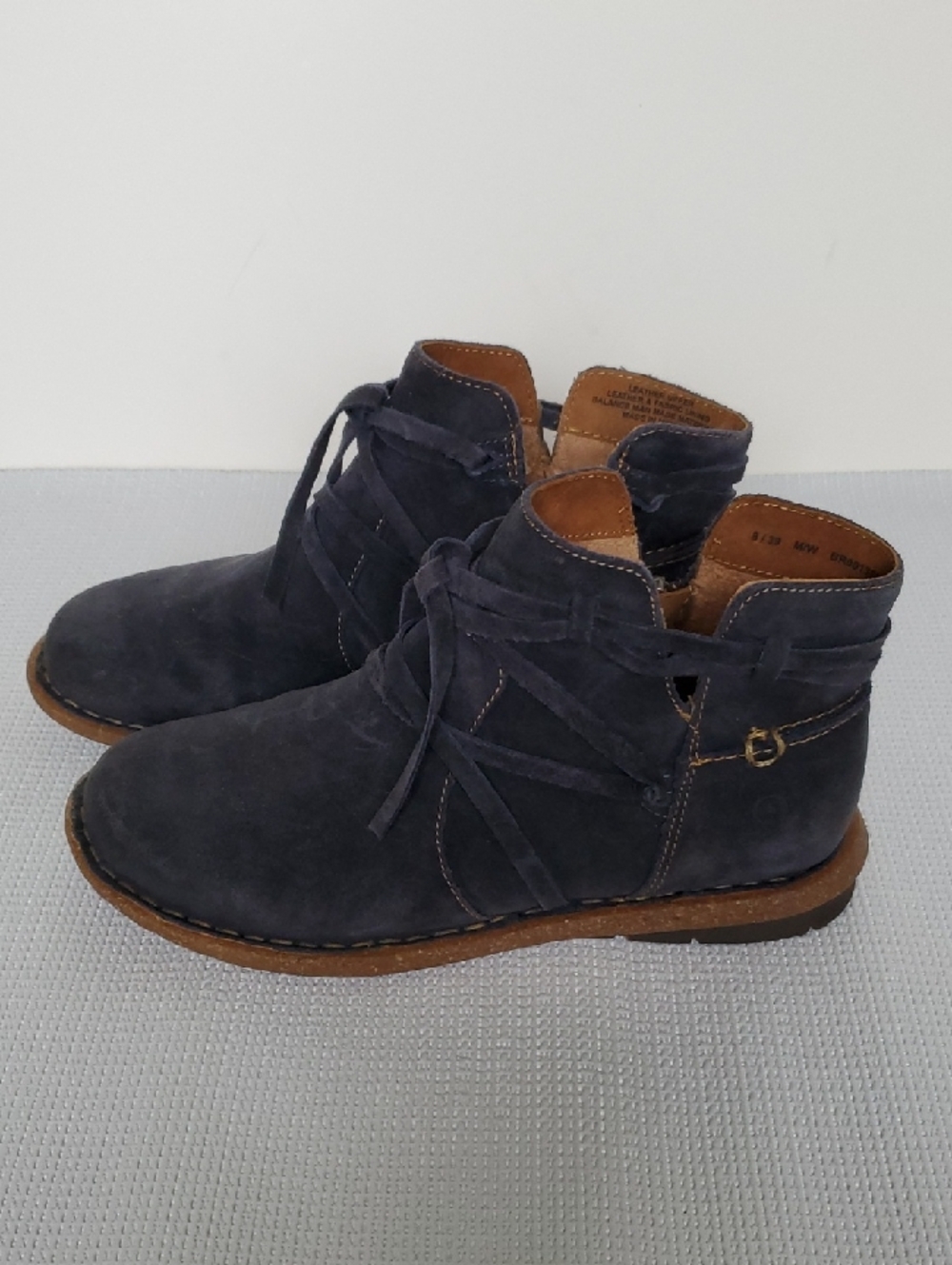 Born Tangin Navy Blue Suede Ankle Boots
